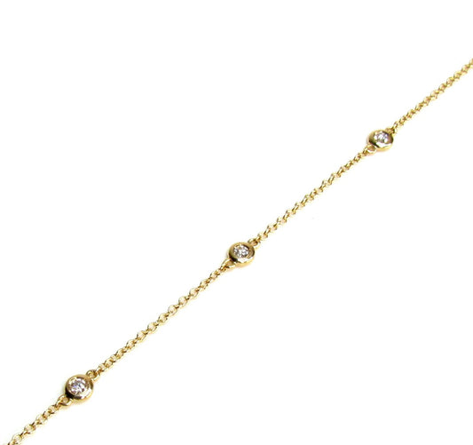 14K Diamond Station Bracelet | Fine Dainty Genuine Diamond Bracelet