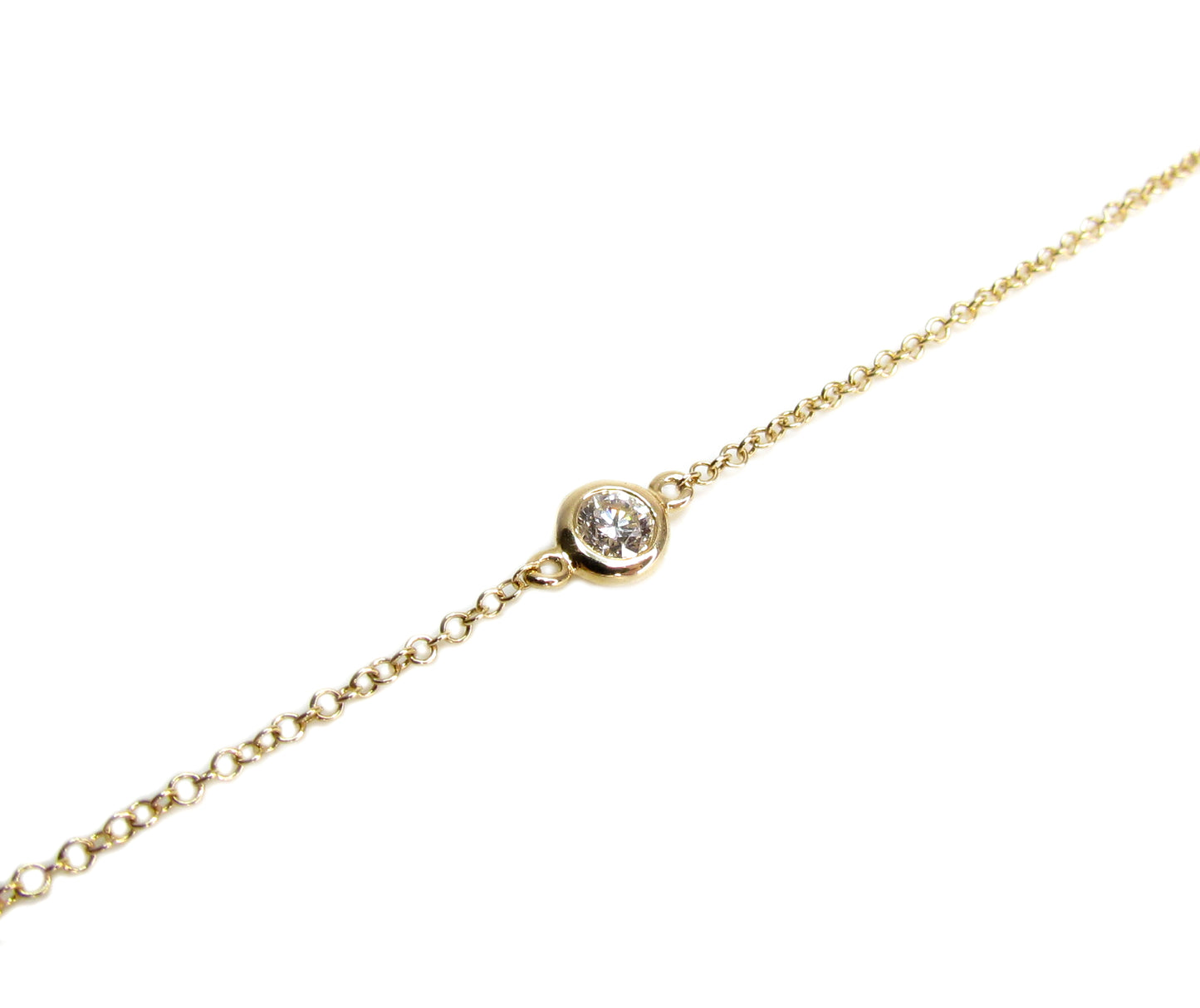 14K Bezel Set Solitaire Diamond Bracelet | Fine Jewelry Layering Bracelet