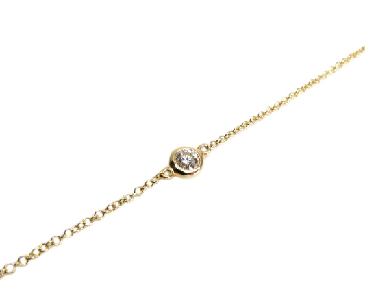 14K Bezel Set Solitaire Diamond Bracelet | Fine Jewelry Layering Bracelet