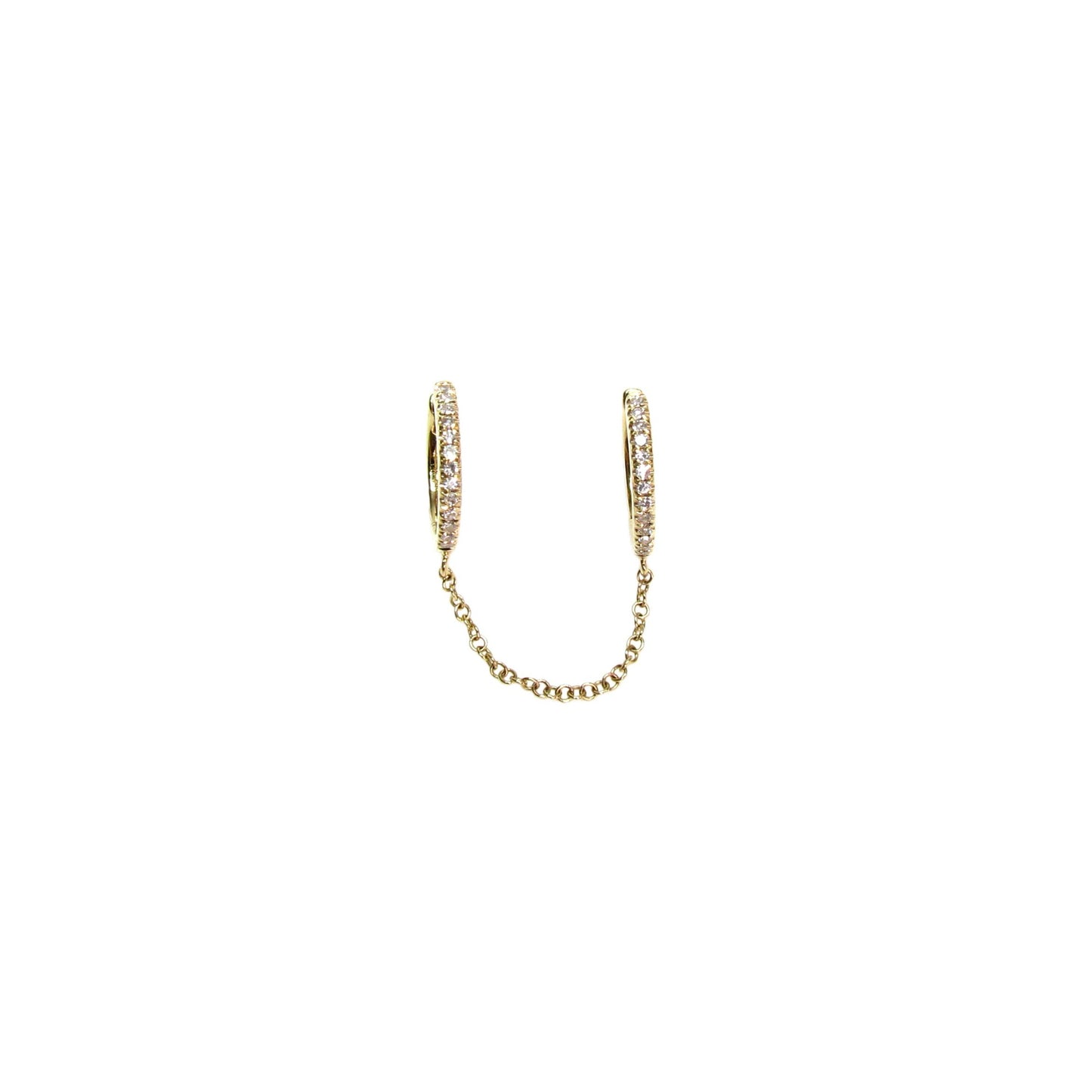 14K Gold Diamond Huggie Hoop Earrings | Chain Linked Handcuff Style