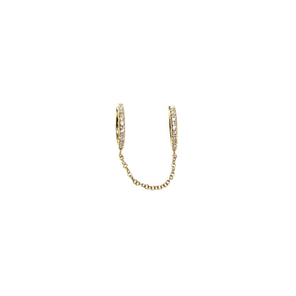14K Gold Diamond Huggie Hoop Earrings | Chain Linked Handcuff Style