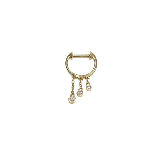 14K Gold Diamond Huggie Hoop Earrings | Shaker Style Cascading Diamond Drops