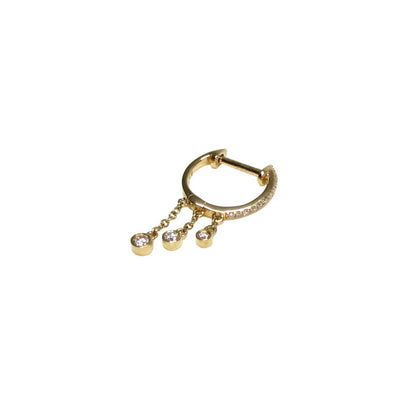 14K Gold Diamond Huggie Hoop Earrings | Shaker Style Cascading Diamond Drops