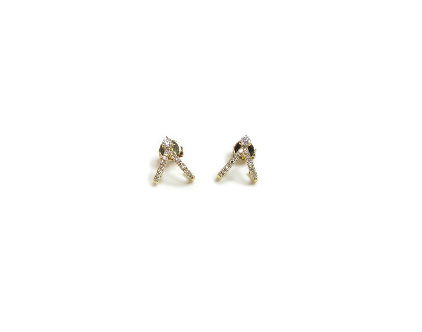14k Gold Diamond Double J Wrap Hoop Earrings | Pavé Set Hugging Hoops