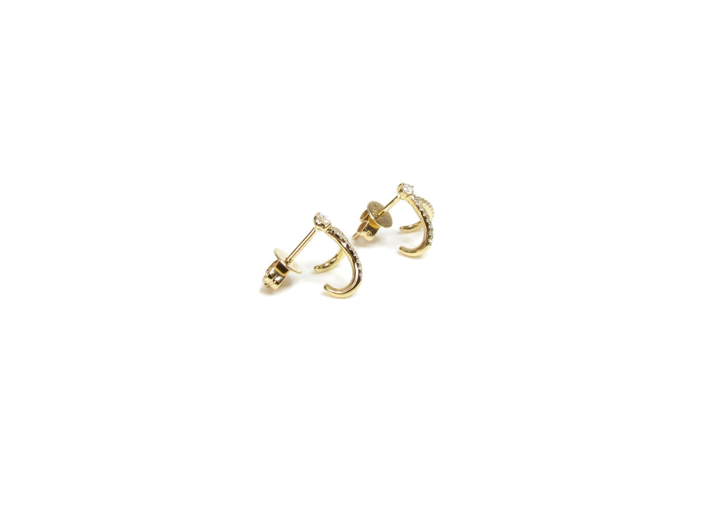 14k Gold Diamond Double J Wrap Hoop Earrings | Pavé Set Hugging Hoops