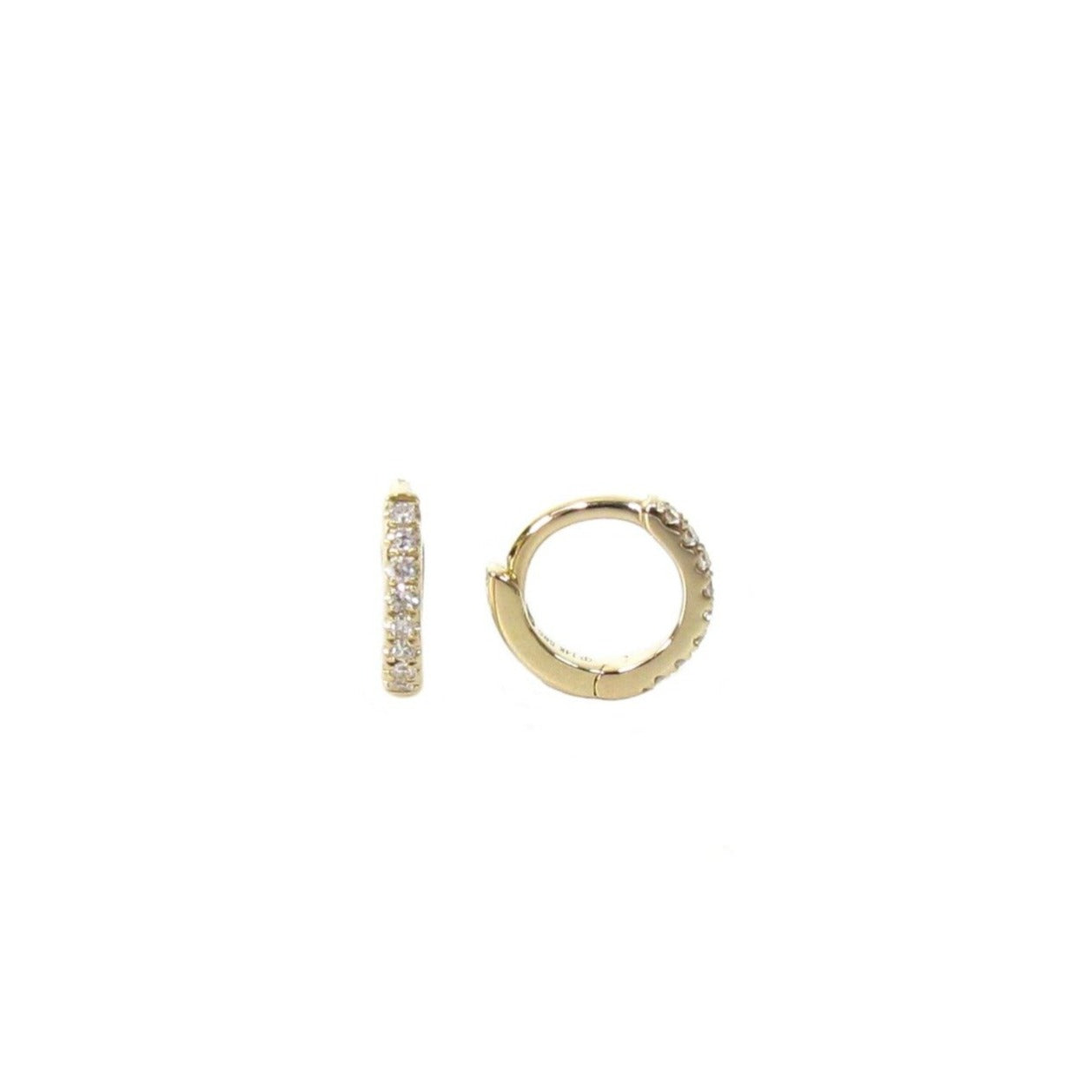 14k Gold Mini Diamond Hoop Earrings | Tiny 7.6mm Pavé Hoops