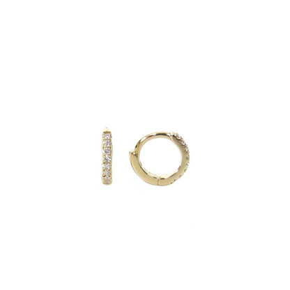 14k Gold Mini Diamond Hoop Earrings | Tiny 7.6mm Pavé Hoops