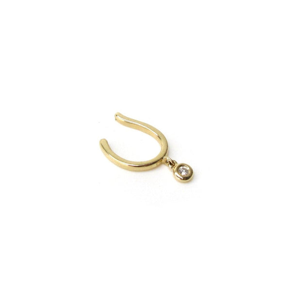 14K Gold Diamond Shaker Ear Cuff | Single Bezel-Set Diamond
