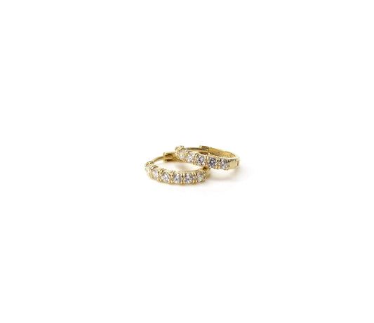 14K CZ Huggie Hoop Earrings
