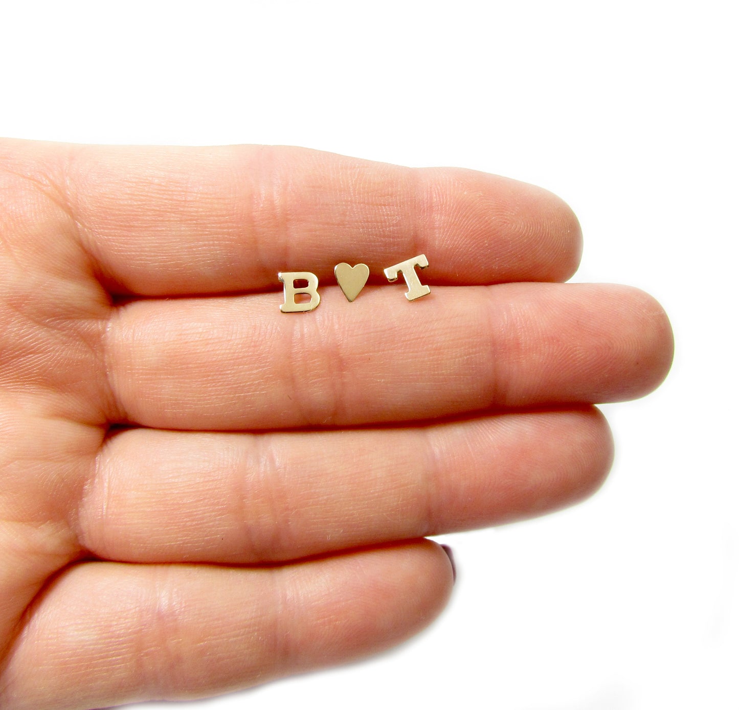 14K Initial Earring Studs | Block Letter Earrings