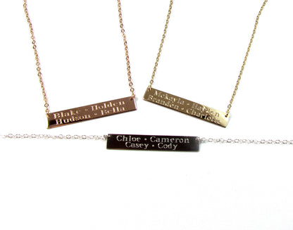 Double Line Personalized Bar Necklace | Custom 2-Line Engraved