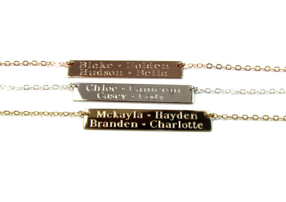 Mega Bar Necklace | Custom Engraved Two-Line Bar Pendant