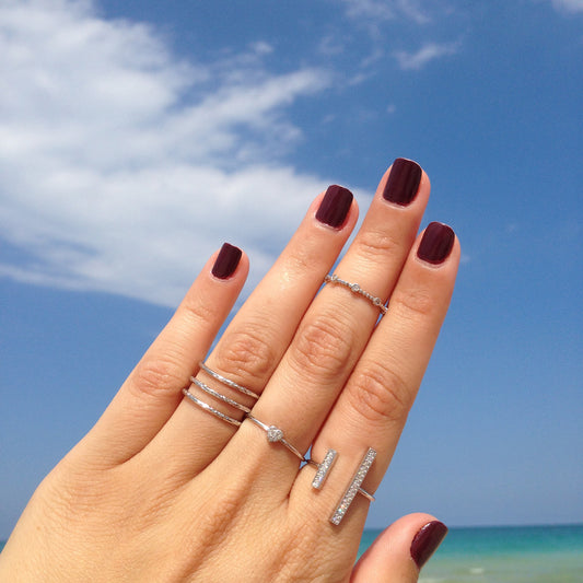 Textured CZ Band Ring