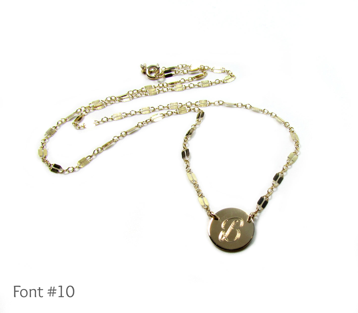 Round Disc Initial Necklace | Custom Engraved Pendant | Gold, Rose & Silver