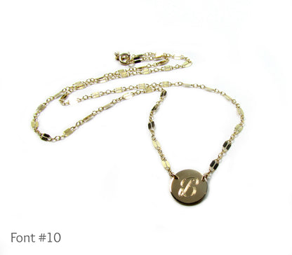 Round Disc Initial Necklace | Custom Engraved Pendant | Gold, Rose & Silver