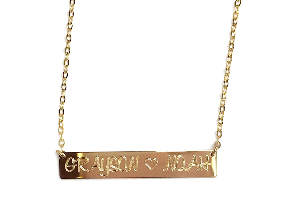 Mega Bar Necklace | Custom Engraved Two-Line Bar Pendant