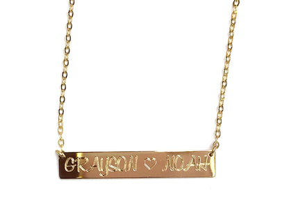 Mega Bar Necklace | Custom Engraved Two-Line Bar Pendant