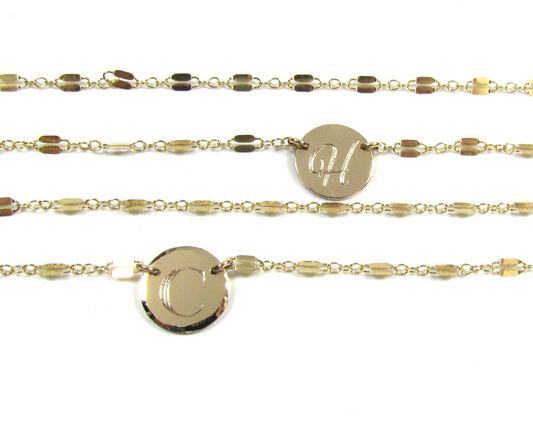 Round Disc Initial Necklace | Custom Engraved Pendant | Gold, Rose & Silver