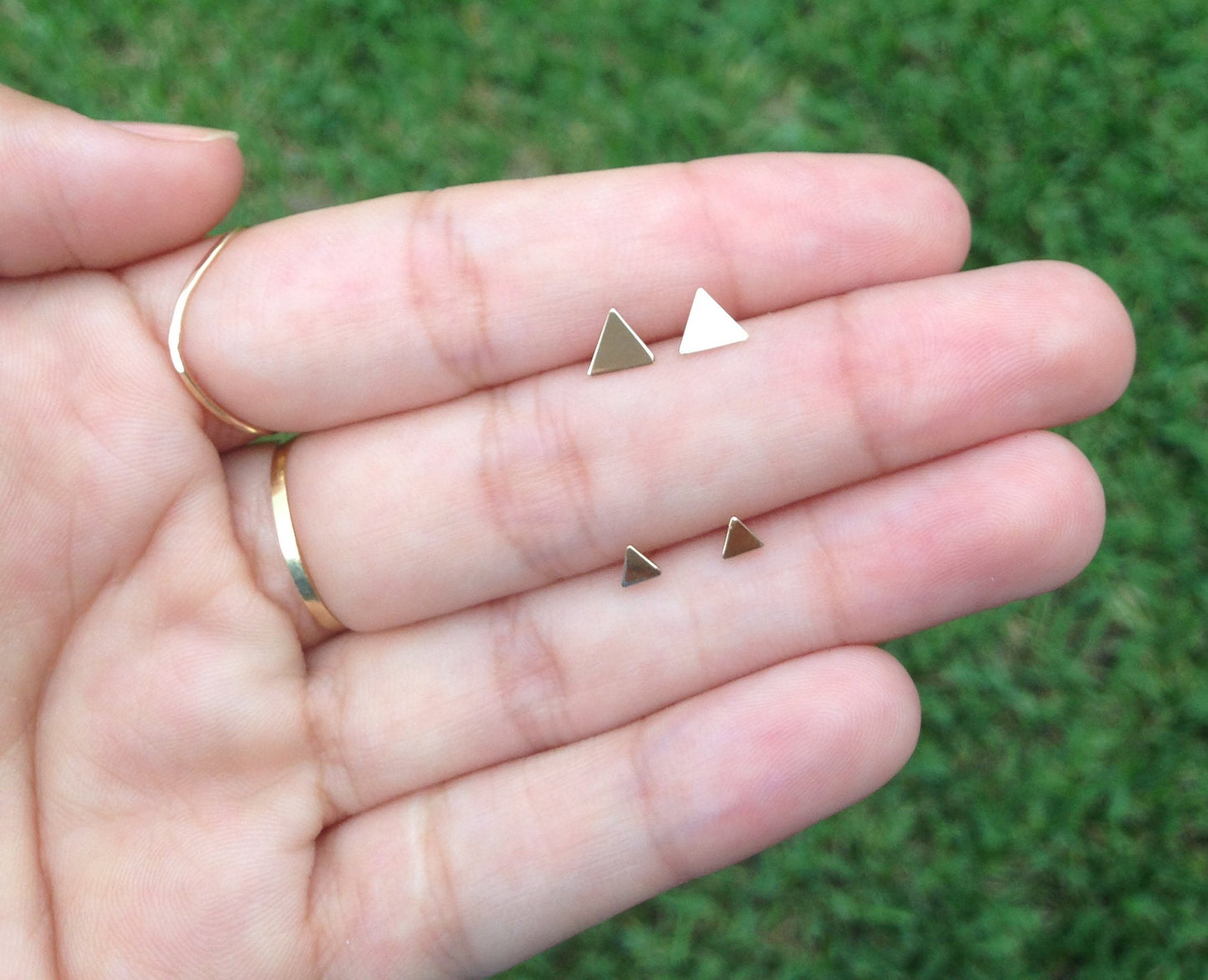 14K Gold Triangle Stud Earrings | Tiny & Small Minimalist Studs