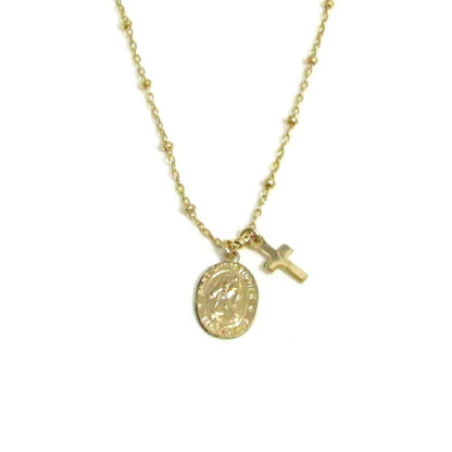 14K Gold Filled St. Christopher and Cross Charm Necklace | Meaningful Jewelry