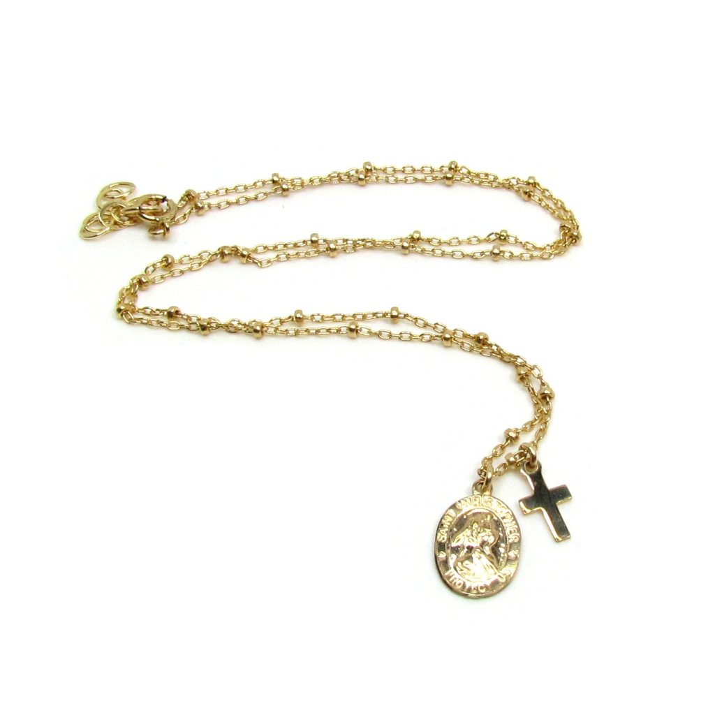14K Gold Filled St. Christopher and Cross Charm Necklace | Meaningful Jewelry