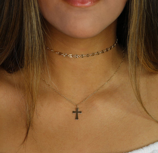 Maltese Cross Necklace | Polished Cross on Fancy 3+1 Chain