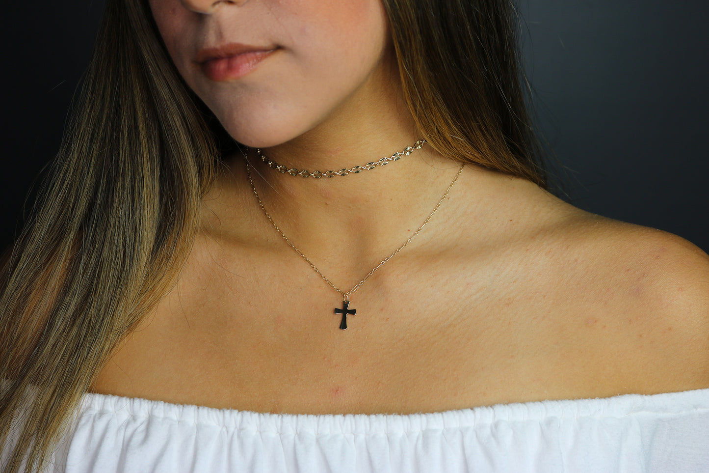 Maltese Cross Necklace | Polished Cross on Fancy 3+1 Chain