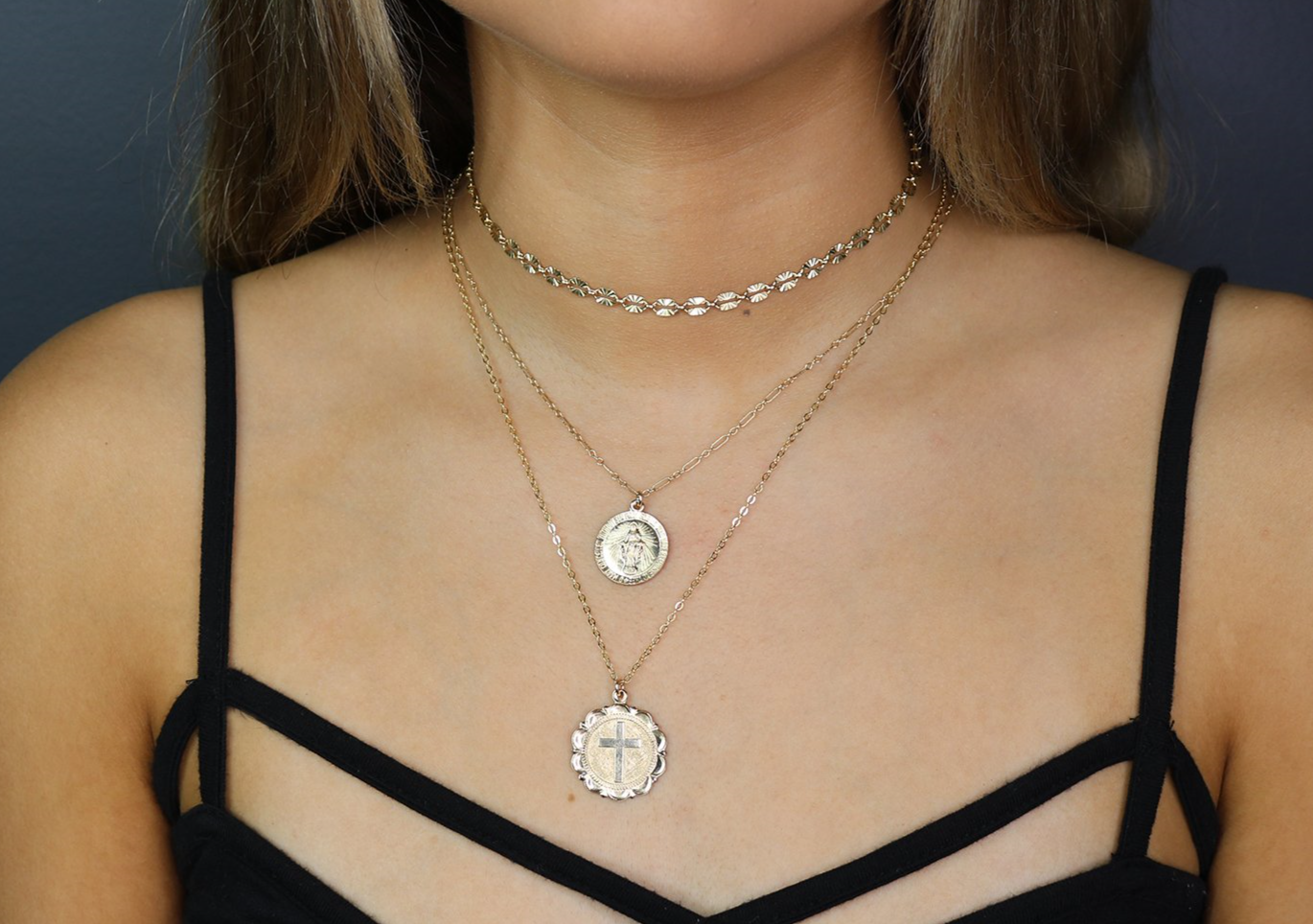 Coin Cross Necklace | Gold Pendant Necklace | Dainty Everyday Jewelry