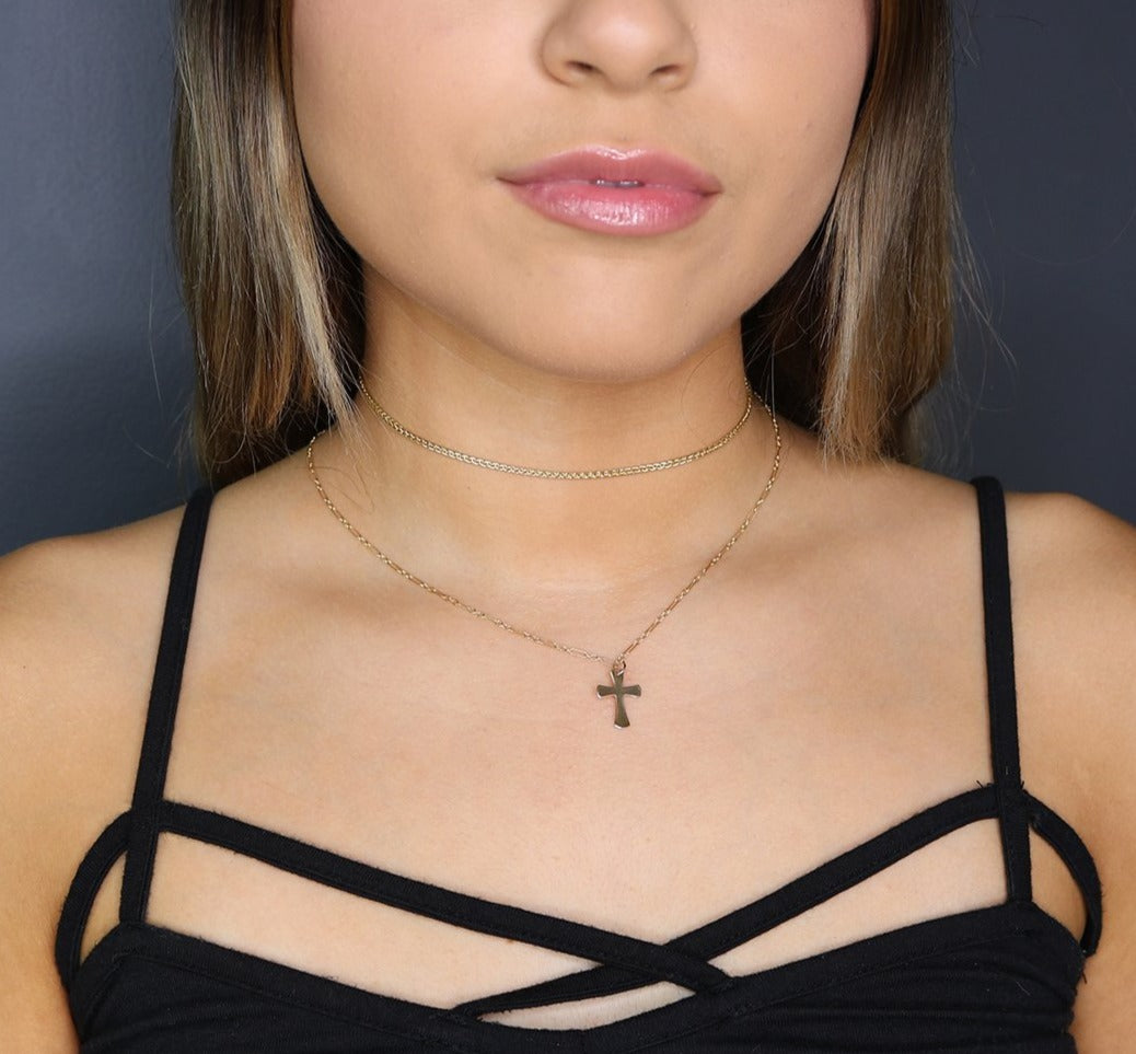 Maltese Cross Necklace | Polished Cross on Fancy 3+1 Chain