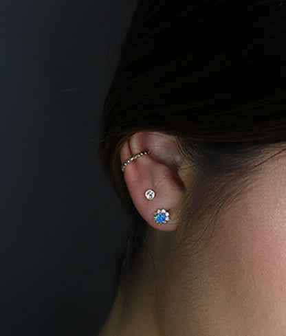 14K Bezel CZ Solitaire Studs