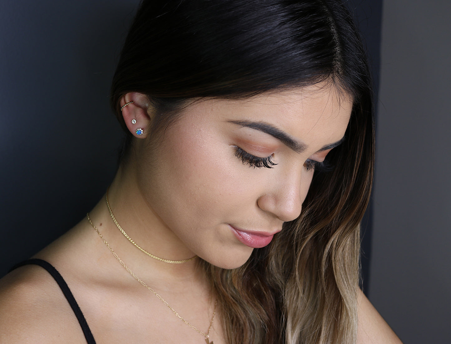 14K Bezel CZ Solitaire Studs