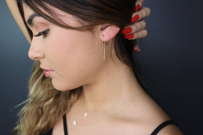 14K Gold Box Chain Threader Earrings | Yellow or White Gold