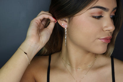 CZ Lace Chain Earrings | Front-to-Back Dangle Earrings