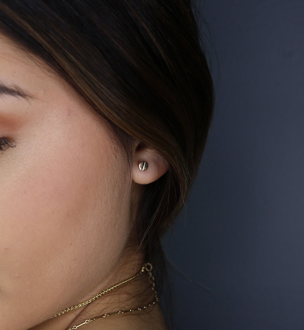 14K Flat Top Stud Earrings | Modern Minimalist Gold Disc Studs