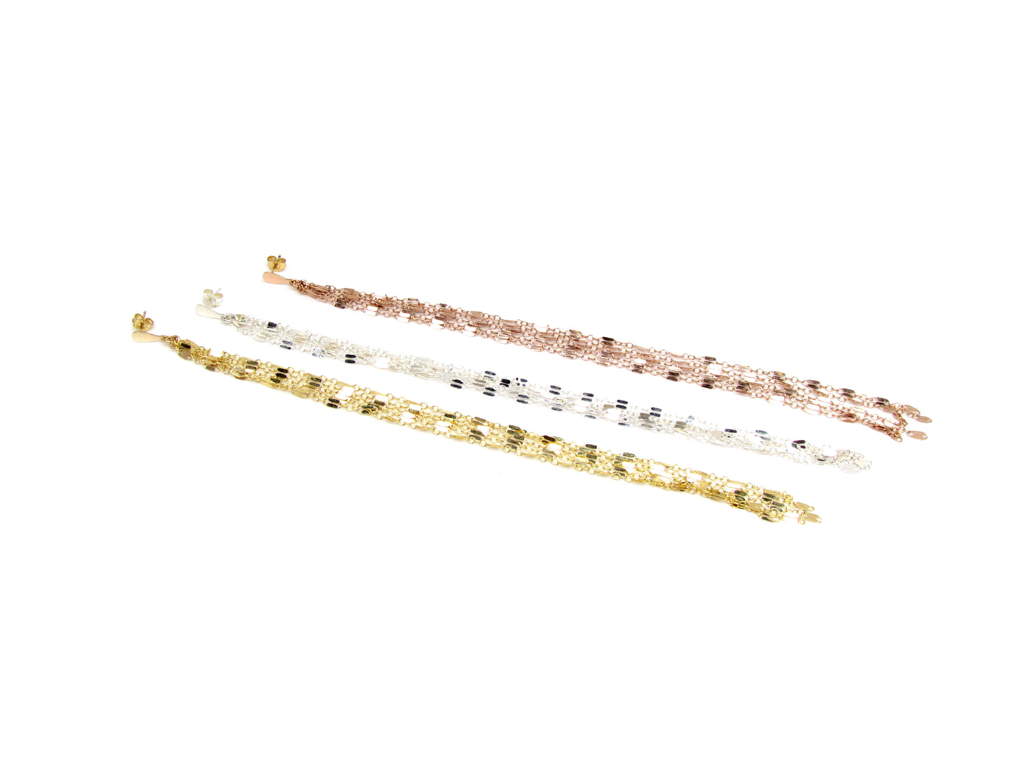 Mirror Lace Chain Shoulder Duster Earrings | Statement Long Drop Earrings