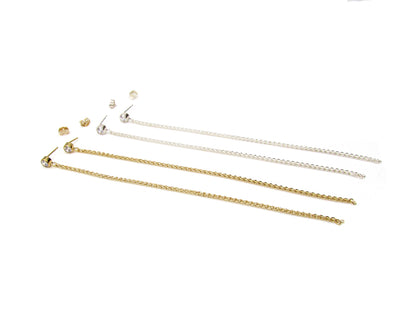 CZ Woven Chain Shoulder Dusters | Sparkling Wheat Chain Statement Earrings