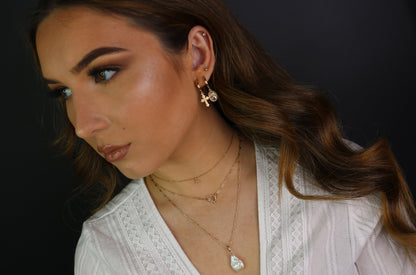 Virgin Mary & St. Christopher Charm Hoop Earrings | 14K Gold Filled Religious Jewelry