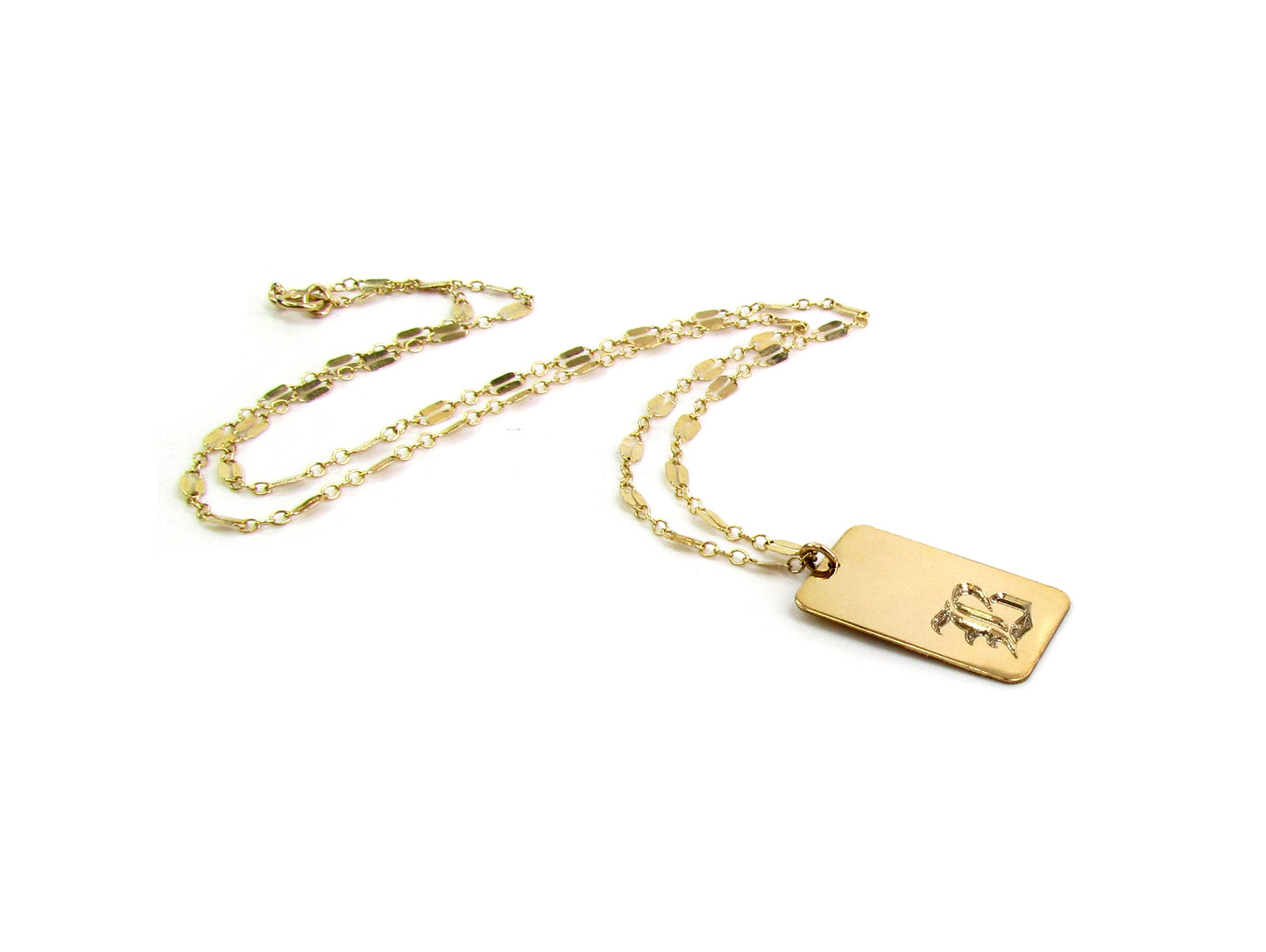 Old English Initial Pendant Necklace | Engraved Pendant