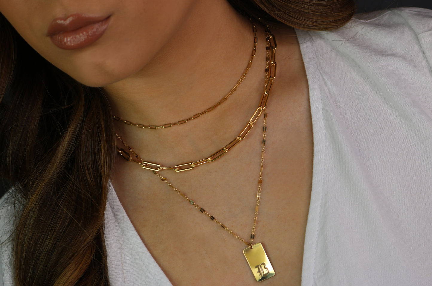 Old English Initial Pendant Necklace | Engraved Pendant