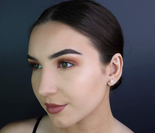 14K Initial Earring Studs | Block Letter Earrings