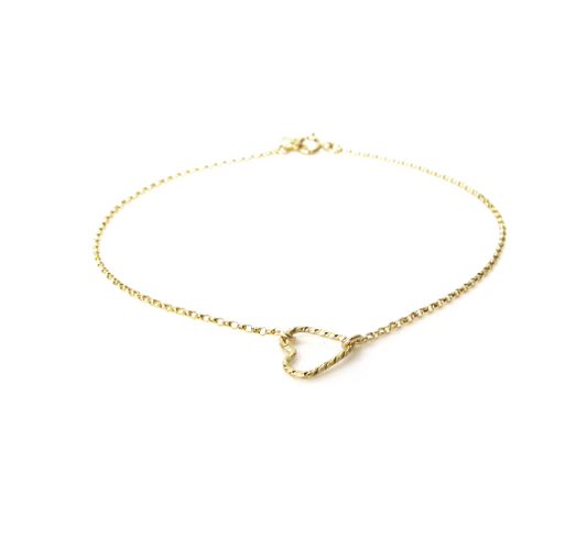 Twisted Heart Anklet | Sparkle Heart anklet | Rolo Chain