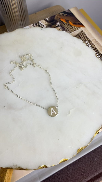 EngravRound Disc Pendant Necklace | Block Letter Initial Monogram | Personalized Gold or Silver Jewelry