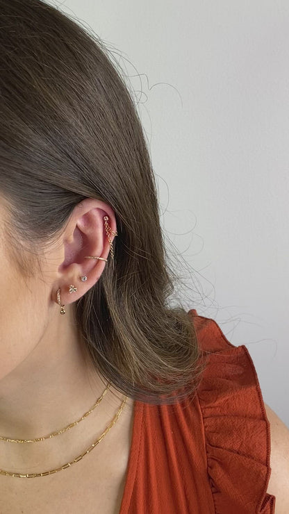 Diamond Ear Cuff | 14K Solid Gold | Minimalist No-Piercing Jewelry