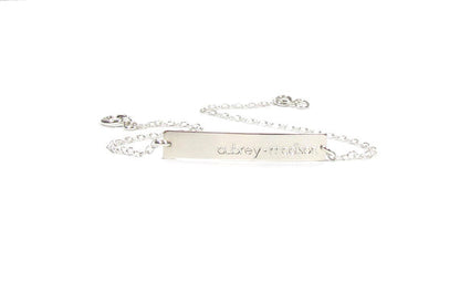 Engraved Bar Bracelet with CZ Accent | Personalized Bar Bracelet