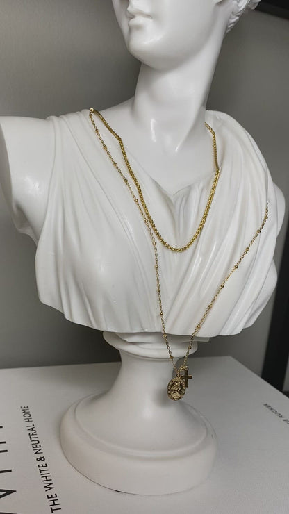 14K Gold Filled St. Christopher and Cross Charm Necklace | Meaningful Jewelry