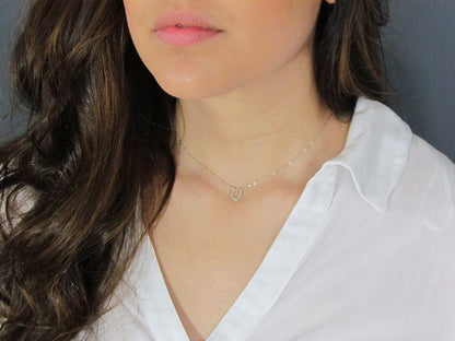 Dainty Horseshoe Necklace | Hammered or Polished