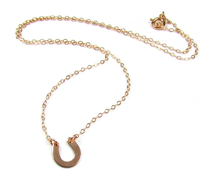 Dainty Horseshoe Necklace | Hammered or Polished