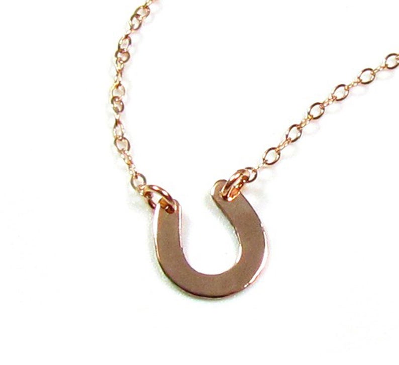 Dainty Horseshoe Necklace | Hammered or Polished