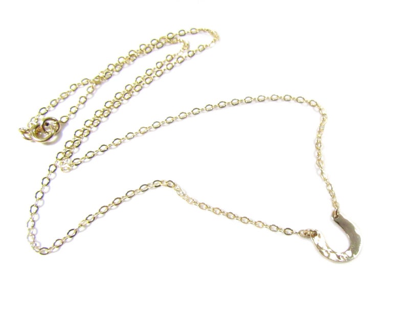 Dainty Horseshoe Necklace | Hammered or Polished