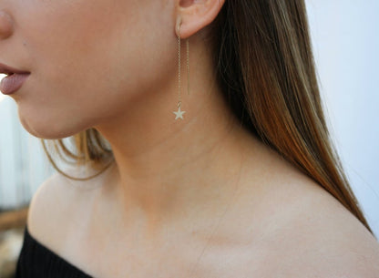 Star Threader Earrings | Sterling Silver or 14K Gold Filled